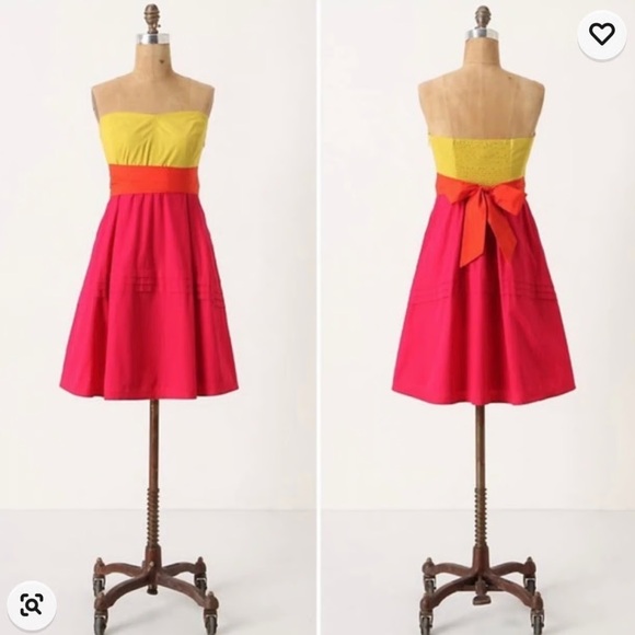Anthropologie color-blocked strapless dress size 4 - Picture 2 of 8